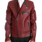 Dolce & Gabbana Radiant Red Leather Biker Motorcycle Jacket