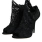 Dolce & Gabbana Black Stretch Taormina Lace Boots Shoes