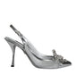 Dolce & Gabbana Silver Mesh Crystal Embellished Slingback Shoes