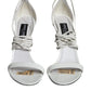 Dolce & Gabbana White Leather High Heels Sandals Shoes