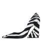 Dolce & Gabbana White Black Zebra Leather Heels Pumps Shoes