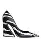 Dolce & Gabbana White Black Zebra Leather Heels Pumps Shoes