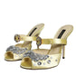 Dolce & Gabbana Yellow Mary Janes Satin Crystal Sandals Shoes