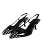 Dolce & Gabbana Black Leather Houndstooth Slingback Shoes