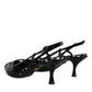 Dolce & Gabbana Black Leather Houndstooth Slingback Shoes