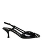 Dolce & Gabbana Black Leather Houndstooth Slingback Shoes