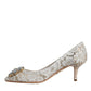 Dolce & Gabbana White Taormina Lace Crystal Heel Pumps Shoes