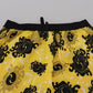 Dsquared² Yellow Black Printed Nylon Beachwear Shorts Swimwear