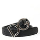 Dolce & Gabbana Elegant Black Leather Waist Belt with Logo Buckle