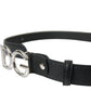 Dolce & Gabbana Elegant Black Leather Waist Belt with Logo Buckle