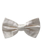 Dolce & Gabbana Off White Silk Adjustable Neck Men Bow Tie