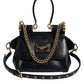 Dolce & Gabbana Black Calfskin Leather SICILY Chain Strap Crossbody Bag