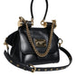 Dolce & Gabbana Black Calfskin Leather SICILY Chain Strap Crossbody Bag