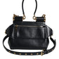 Dolce & Gabbana Black Calfskin Leather SICILY Chain Strap Crossbody Bag