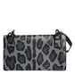 Dolce & Gabbana Black Gray Leopard Leather Bifold Card Slot Crossbody Bag