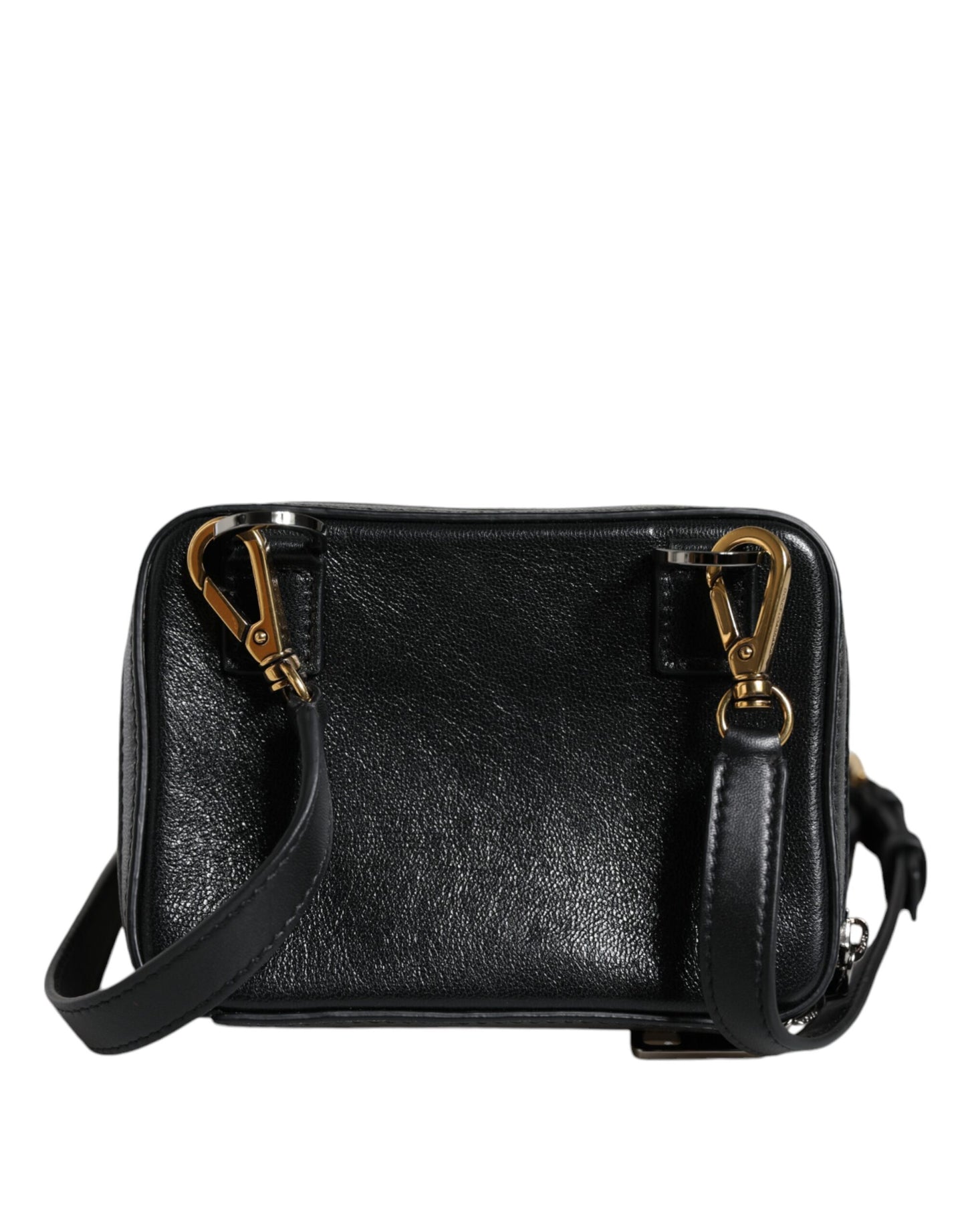 Dolce & Gabbana Black Leather LED Logo Shoulder Crossbody Bag