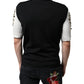 Dolce & Gabbana White Black Silk Studded Stone Crystal Shirt