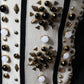 Dolce & Gabbana White Black Silk Studded Stone Crystal Shirt