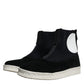 Alexander McQueen Black White Neoprene Takeshi Mid Calf Boots Shoes