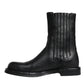 Dolce & Gabbana Black Horse Leather Mid Calf Boots Shoes