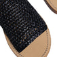 Dolce & Gabbana Black Monochrome Braided Raffia Slides Shoes