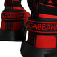 Dolce & Gabbana Red Black Fabric High Top Sorrento Sneakers Shoes