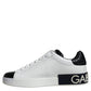 Dolce & Gabbana Black Leather Logo Portofino Sneaker Shoes