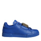 Dolce & Gabbana Blue Leather Low Top Portofino Sneakers Shoes