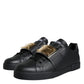 Dolce & Gabbana Black Leather Low Top Portofino Sneakers Shoes