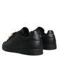 Dolce & Gabbana Black Leather Low Top Portofino Sneakers Shoes