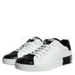 Dolce & Gabbana Black Leather Logo Portofino Sneaker Shoes