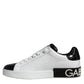 Dolce & Gabbana Black Leather Logo Portofino Sneaker Shoes