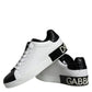 Dolce & Gabbana Black Leather Logo Portofino Sneaker Shoes