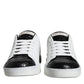 Dolce & Gabbana Black Leather Logo Portofino Sneaker Shoes