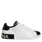 Dolce & Gabbana Black Leather Logo Portofino Sneaker Shoes