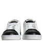 Dolce & Gabbana Black Leather Logo Portofino Sneaker Shoes