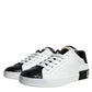 Dolce & Gabbana Black Leather Logo Portofino Sneaker Shoes