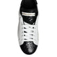 Dolce & Gabbana Black Leather Logo Portofino Sneaker Shoes