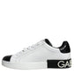 Dolce & Gabbana Black Leather Logo Portofino Sneaker Shoes