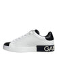 Dolce & Gabbana White Leather Logo Portofino Sneaker Shoes