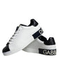 Dolce & Gabbana White Leather Logo Portofino Sneaker Shoes