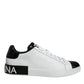 Dolce & Gabbana White Leather Logo Portofino Sneaker Shoes