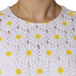 Dolce & Gabbana White Daisy Macrame Lace Sheath Midi Dress