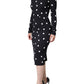 Dolce & Gabbana Black Viscose Polka Dots Sheath Midi Dress