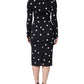 Dolce & Gabbana Black Viscose Polka Dots Sheath Midi Dress