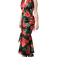 Dolce & Gabbana Black Tropical Floral Sheath Maxi Dress