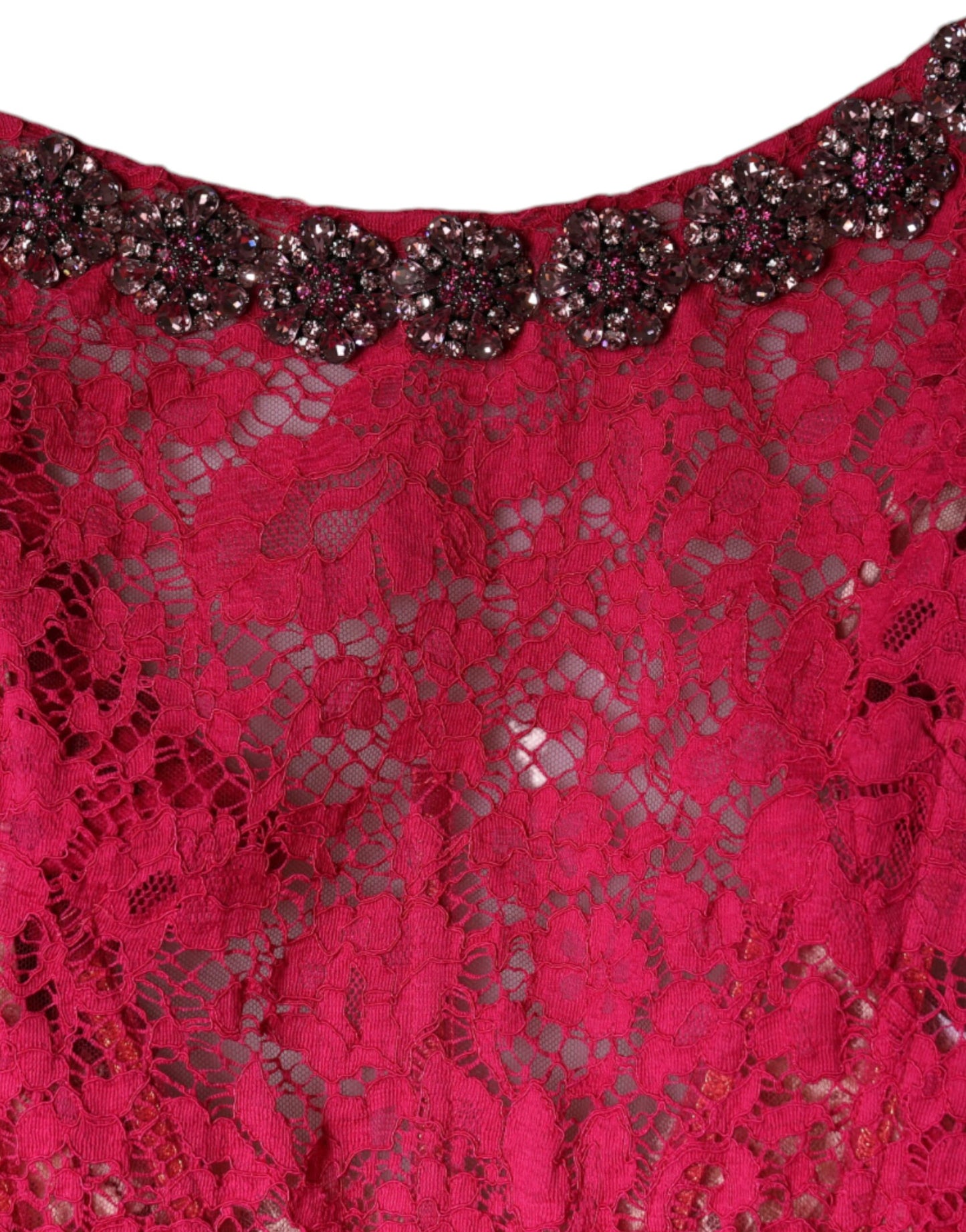 Dolce & Gabbana Pink Lace Crystal Sheath Long Gown Dress