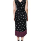 Dolce & Gabbana Black Silk Polka Dot Vneck Tassel Midi Dress