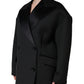 Dolce & Gabbana Black Polyester Double Breasted Coat Jacket