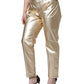 Dolce & Gabbana Metallic Gold Polyester Tapered Pants